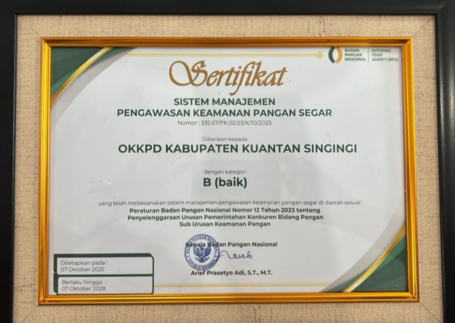 Kuansing Raih Prestasi Keamanan Pangan, Suhardiman Tegaskan Target Swasembada Tetap Jalan