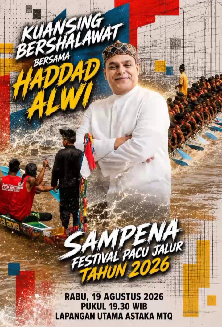 Festival Pacu Jalur 2026 Dibuka dengan Kuansing Bershalawat, Haddad Alwi Siap Gema Astaka MTQ